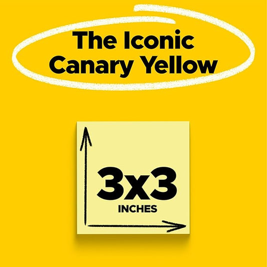 3M Post-It Notes – Sticky Note, 3×3-Inches, Canary Yellow, 100 Sheets Per Pad
