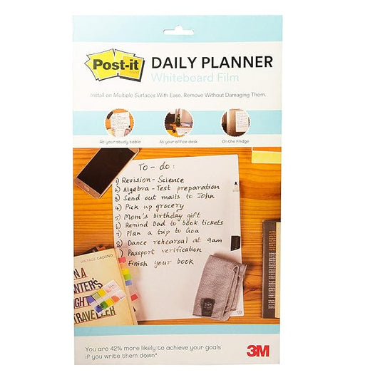 Post it® Daily Planner Dry Whiteboard Film – 7 x 11 Inches, 1 Pack